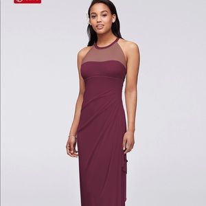 Bridesmaid dress long, halter, wine colored